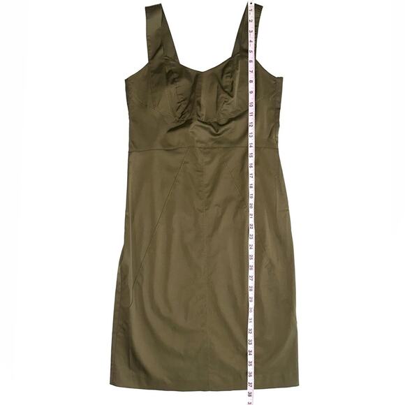 D. Exterior Made in Italy Olive Green Sheath Dress Size XS - Picture 12 of 14